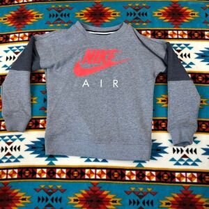 Nike Air‎ Sweatshirt Pullover Crew Neck Long Sleeve Top Gray Red Kids 6/M